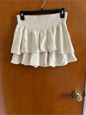 Almost Famous Cream Tiered Ruffle Mini Skirt
